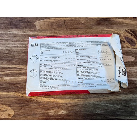 Simplicity 6183 Uncut toddler dress sewing pattern size 1 toddler - Picture 2 of 3